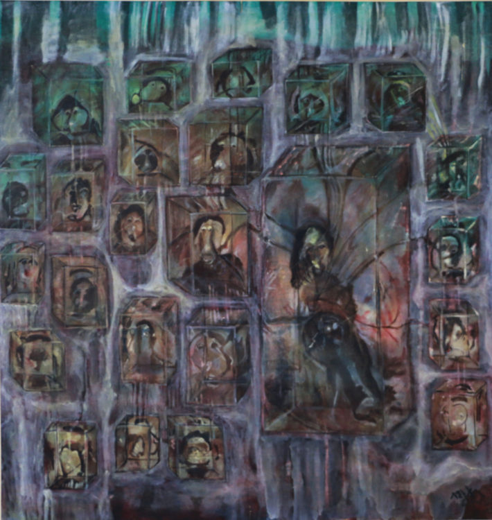 kamala-ishaq_-women-in-crystal-cubes_1984_aware_women-artists_artistes-femmes-710x750